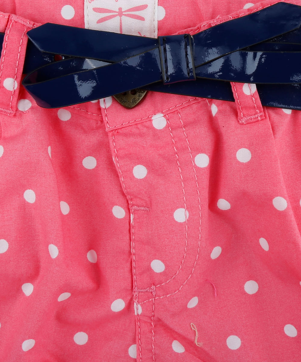 Short de Poás com Cinto Menina Rosa