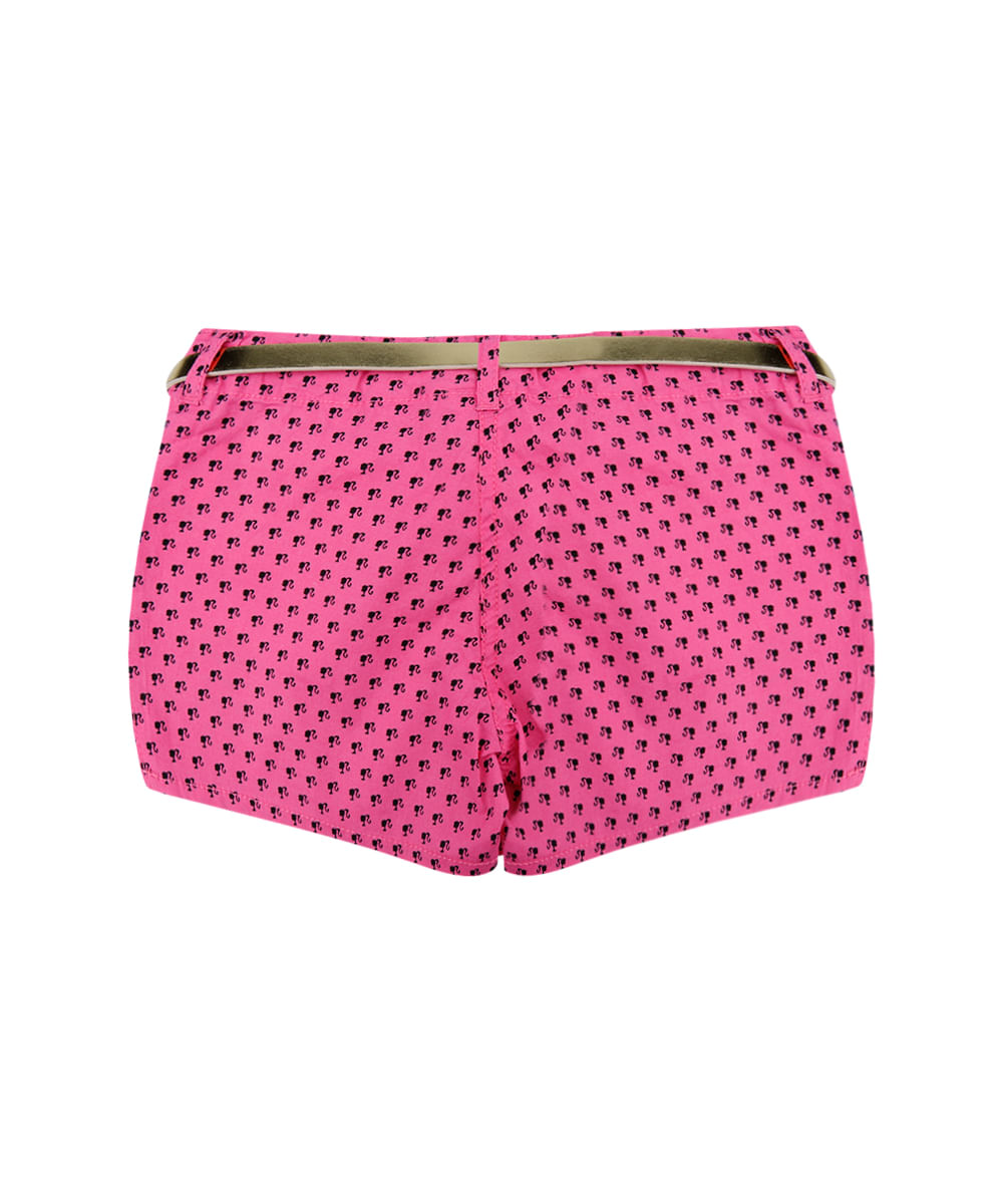 Short Estampado Barbie Menina Rosa