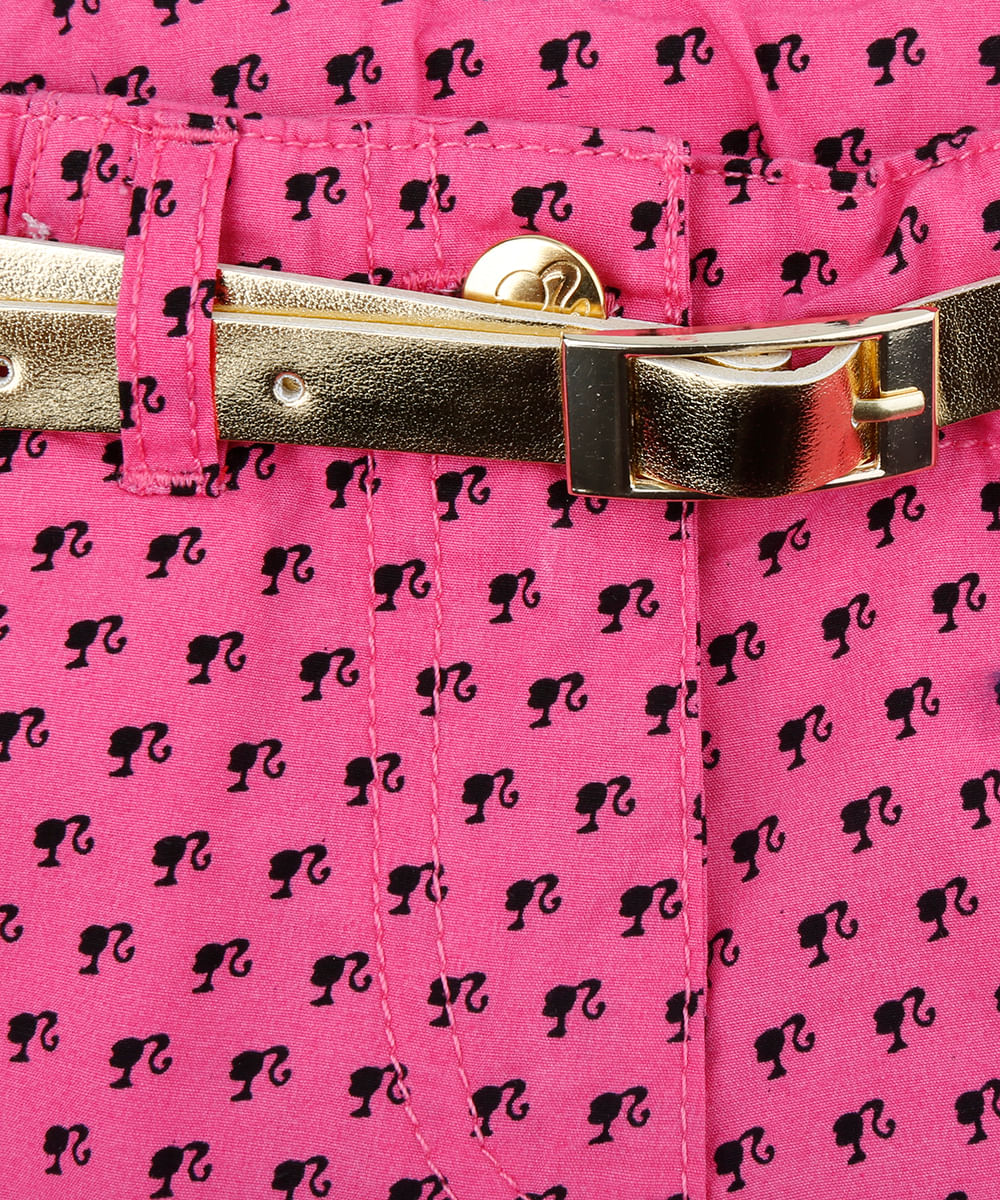 Short Estampado Barbie Menina Rosa