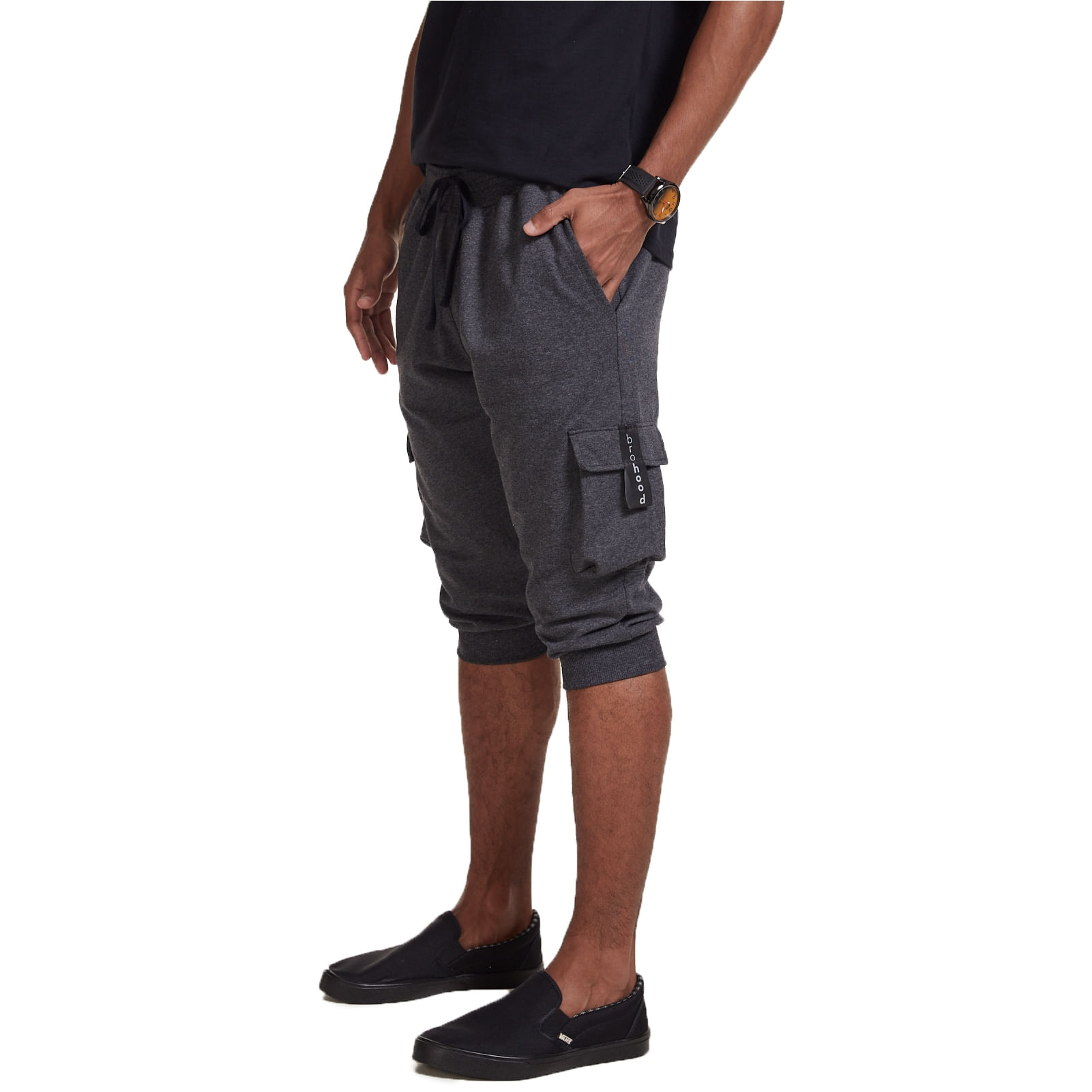 Bermuda Saruel Cargo Brohood Masculino Moletom Chumbo Menor preço em Bermuda Saruel Cargo Brohood Masculino Moletom Chumbo