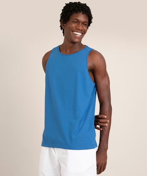 regata básica de algodão gola careca  azul royal