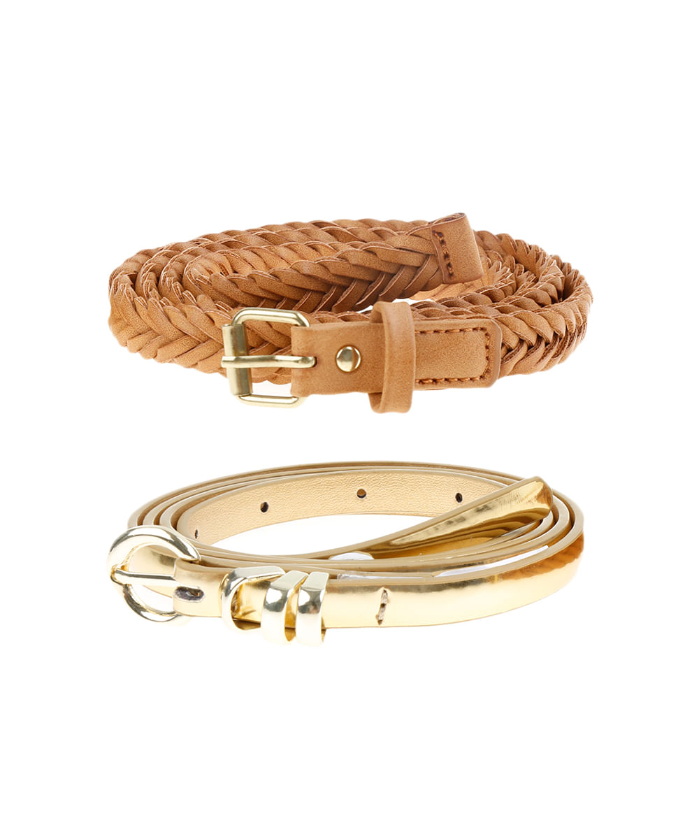 Kit de 2 Cintos Marrom