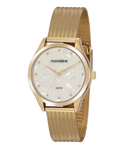 kit de relógio mondaine feminino  analógico  99459lpmvde1kp +  pulseira dourado