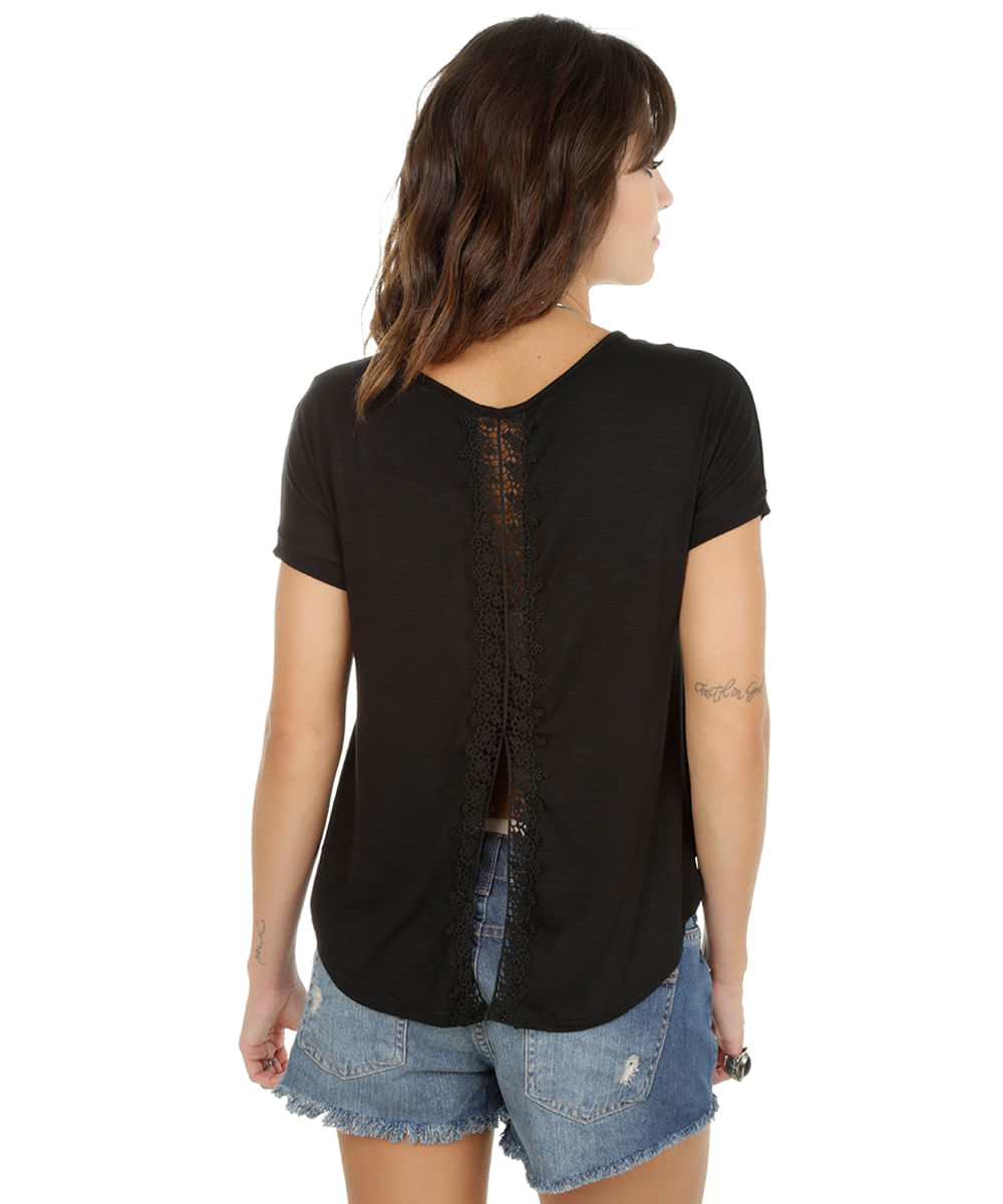 Blusa Mullet com Renda Preta