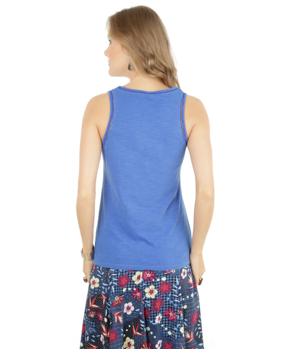 Regata com Entremeio Bordado Azul