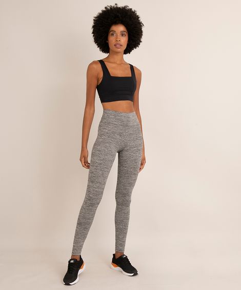 calça legging esportiva estampada mesclada cinza