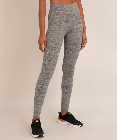 calça legging esportiva estampada mesclada cinza