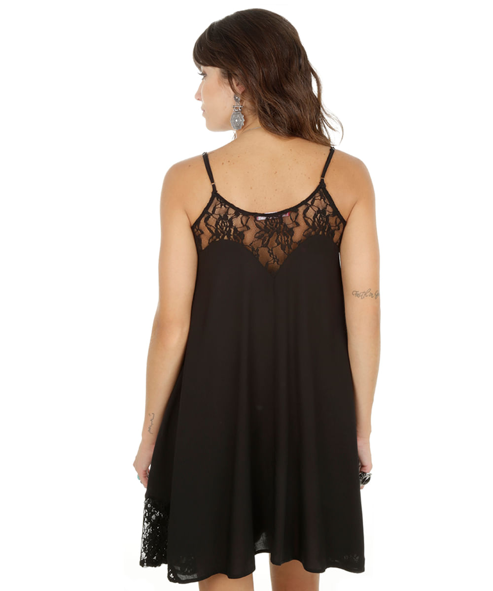 Vestido com Renda Preto