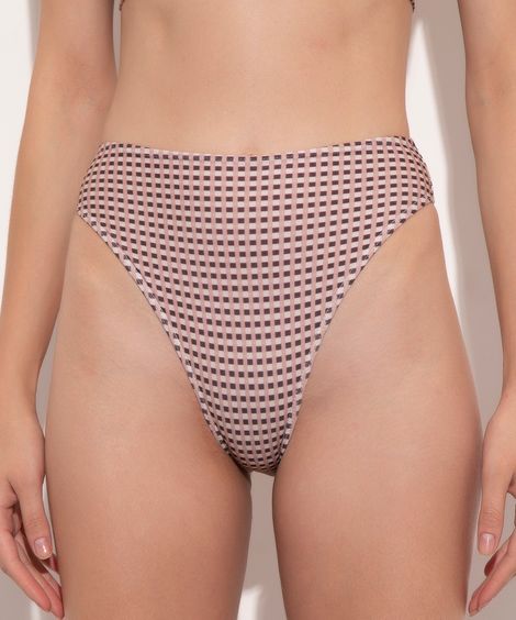 biquíni calcinha asa delta hot pant estampado xadrez com proteção uv50+ mindset multicor