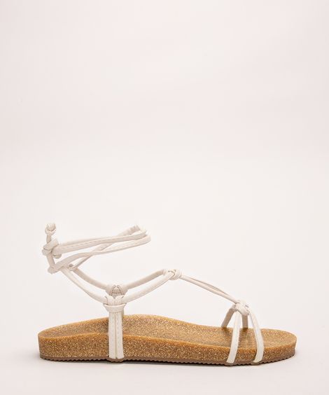 rasteirinha feminina de amarração além dos mares off white