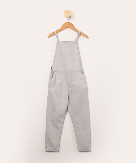 macacão jeans infantil com botões alças finas azul claro 1