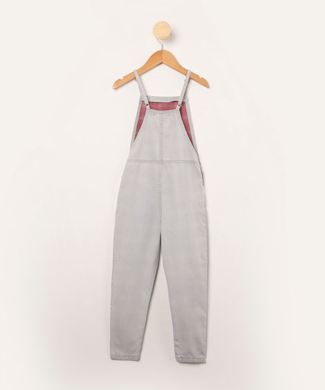 macacão jeans infantil com botões alças finas azul claro 1