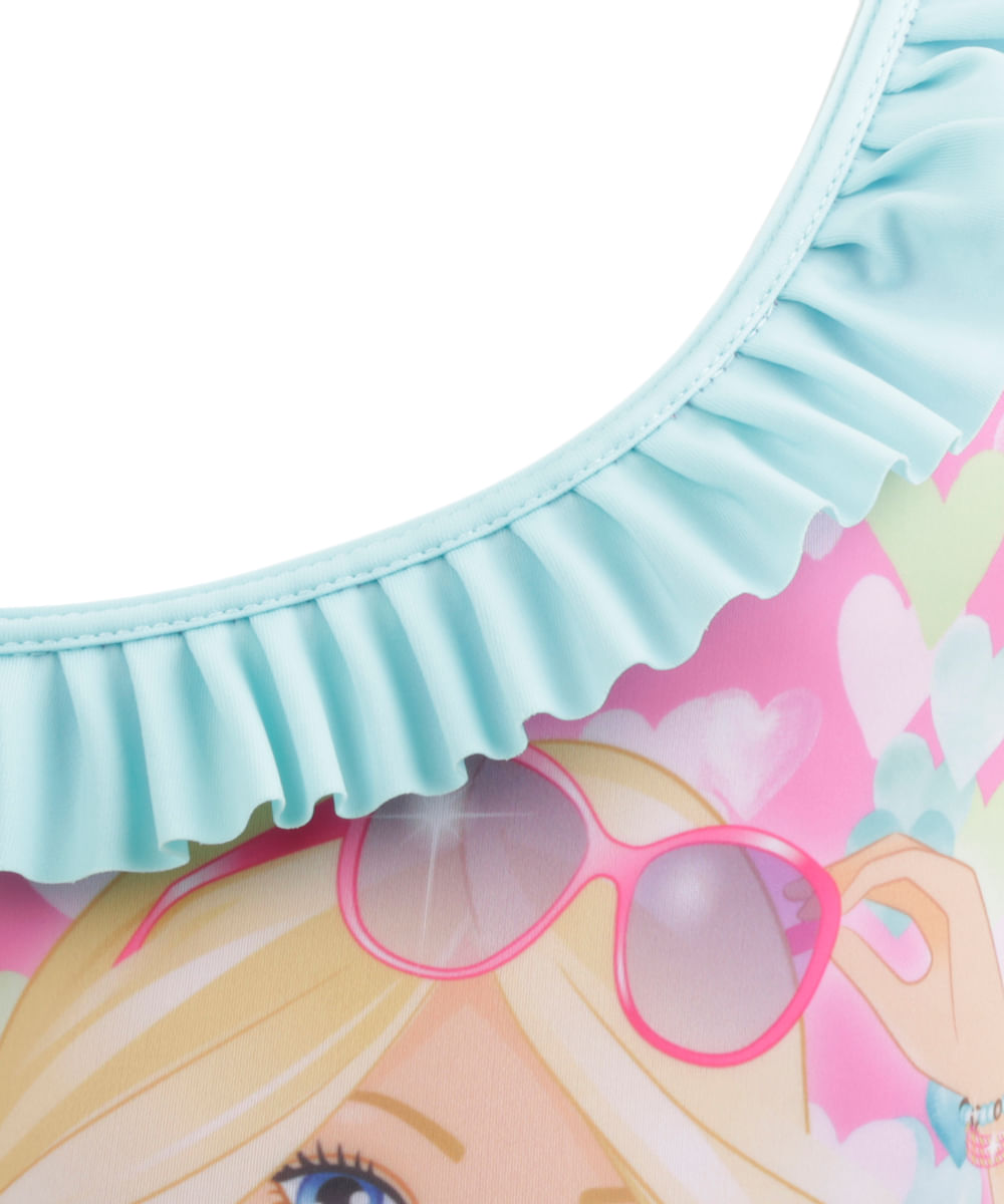 Maiô Barbie Menina Rosa