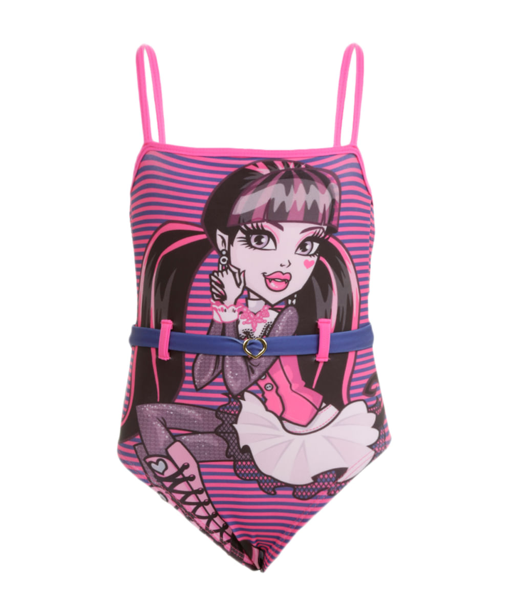 Maiô Monster High Menina Rosa