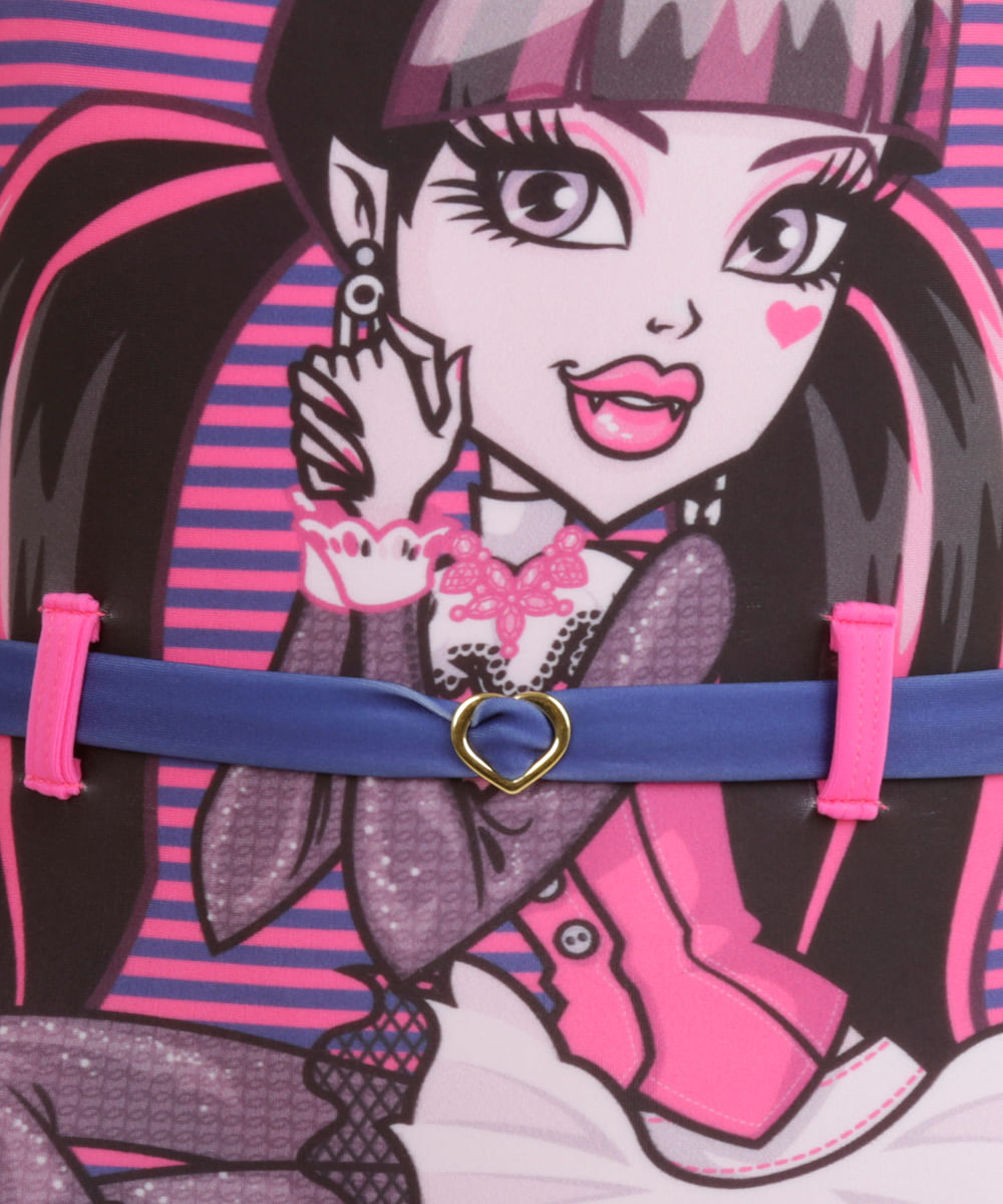 Maiô Monster High Menina Rosa