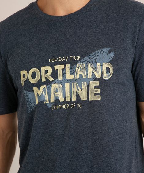 camiseta comfort "portland maine" manga curta gola careca azul marinho