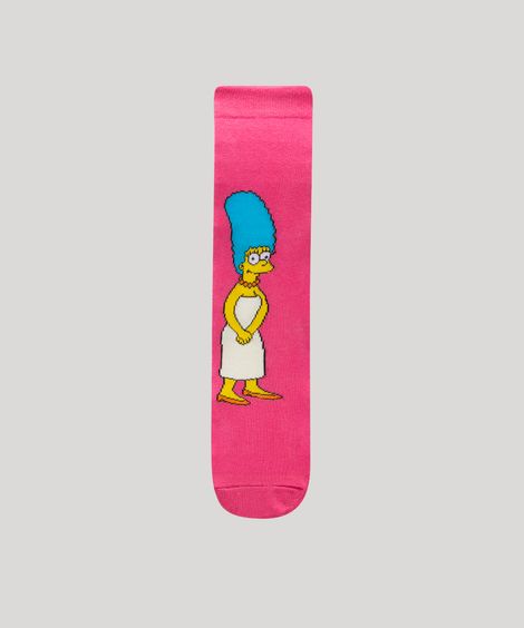 meia cano alto estampada os simpsons pink