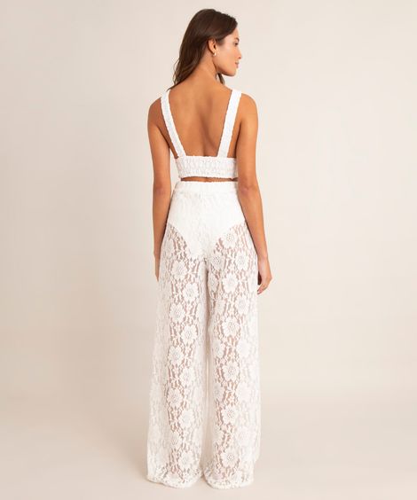 macacão de renda alça grossa decote v cut out off white