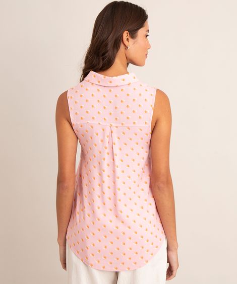 camisa de viscose estampada poá  rosa