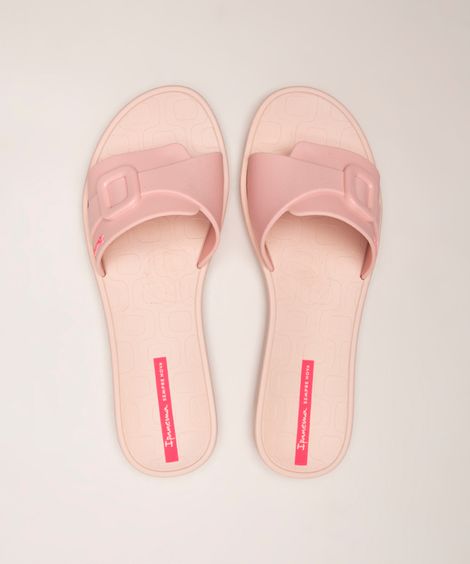 chinelo slide ipanema clip com fivela rosa claro