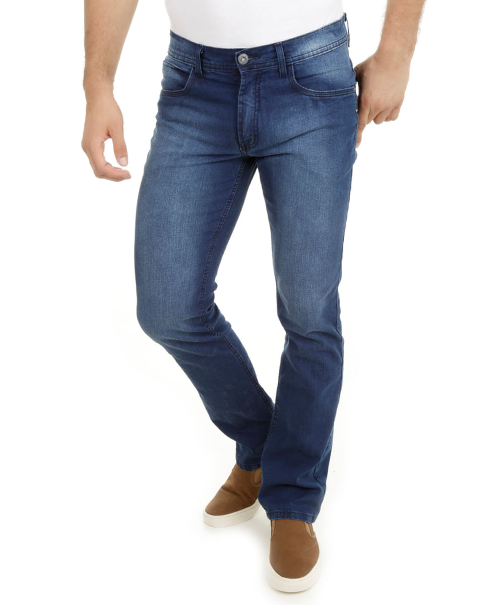 Calça Jeans Reta Azul Escuro