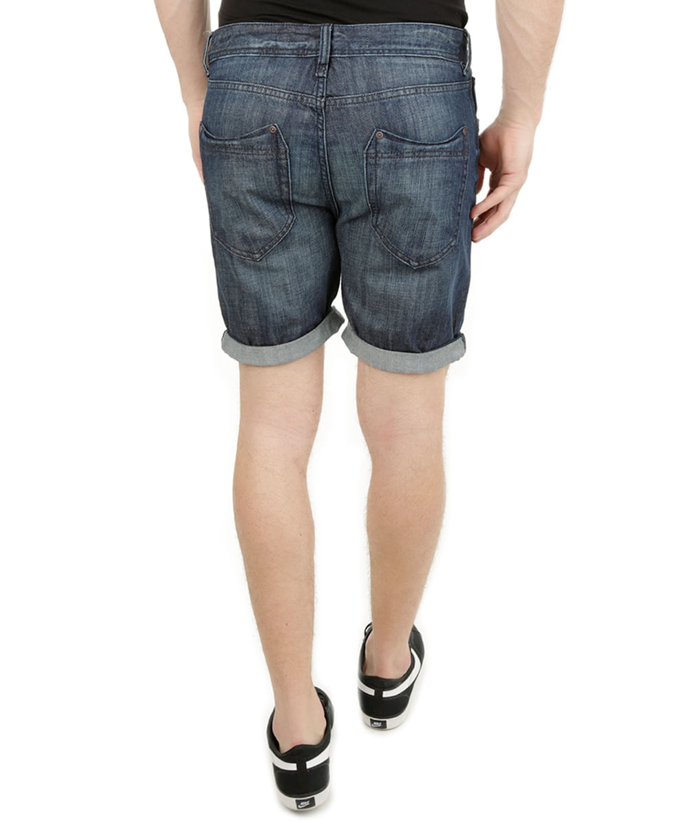 Bermuda Jeans Slim Azul Escuro