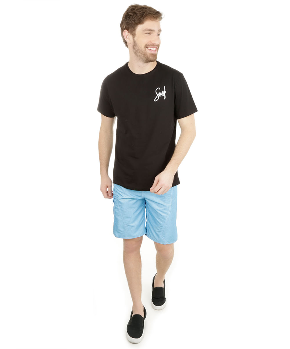 Bermuda Estampada Azul Claro