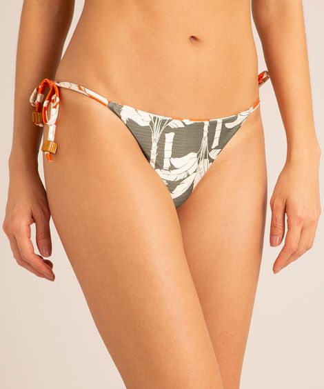 biquíni calcinha tanga dupla face estampado palmeiras levanta bumbum com amarração proteção uv50+ verde