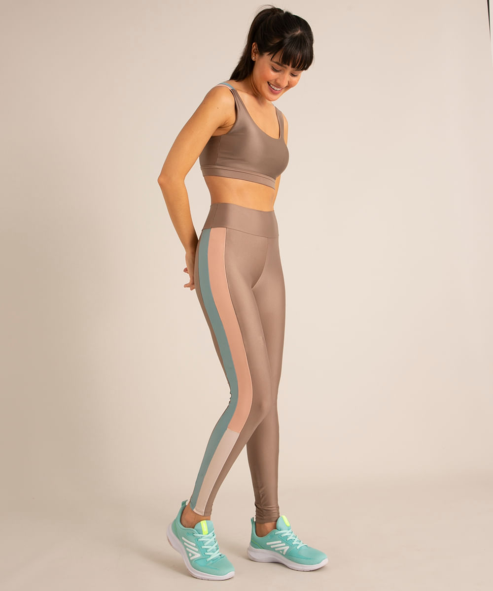 Calça esportiva ace legging cintura super alta com recortes laterais 