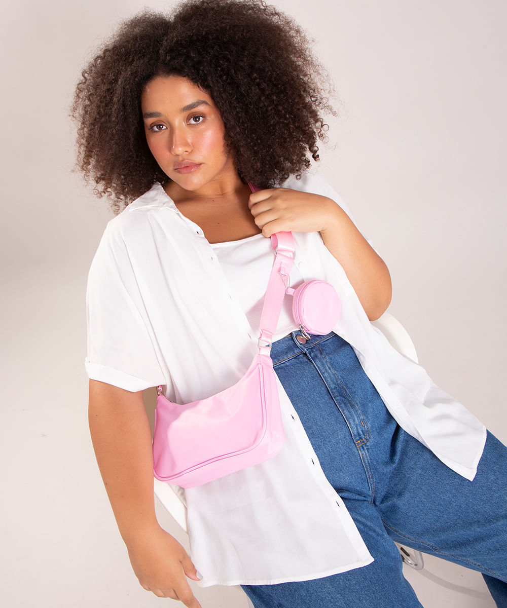 Bolsa pink com porta-moeda, da C&A