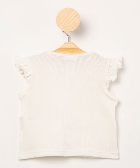 blusa infantil canelada com babado off white