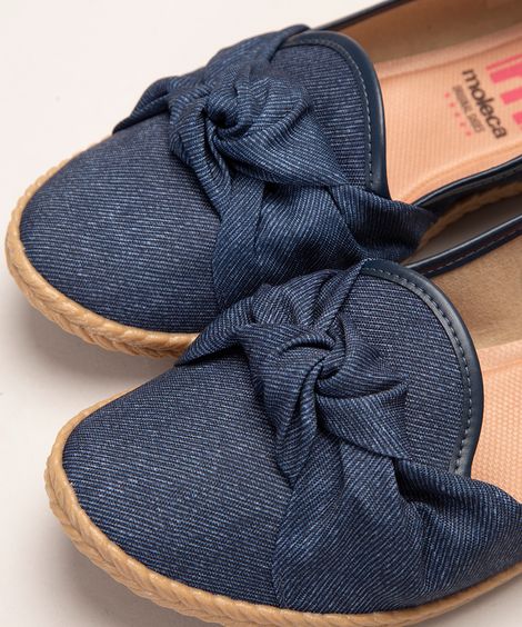 slipper feminino com nó moleca azul marinho