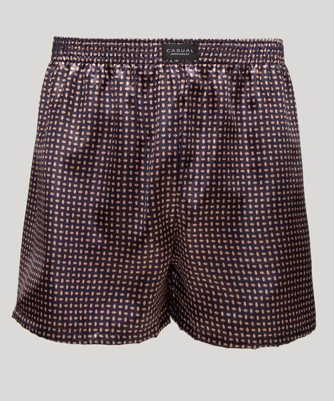 samba canção de cetim estampada azul marinho