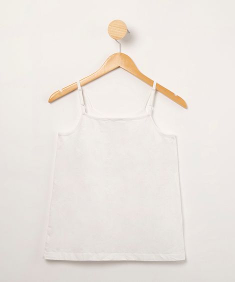 regata infantil de laise com paetês alça fina off white