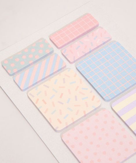 cartela de adesivos para notas estampados rosa
