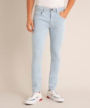 calça skinny jeans moletom azul claro