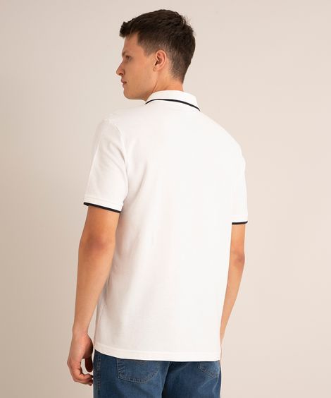 camisa polo básica de piquet manga curta branca