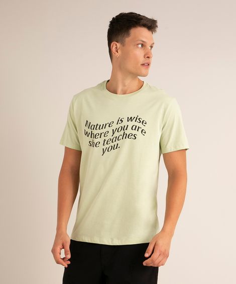 camiseta de algodão manga curta gola careca verde claro
