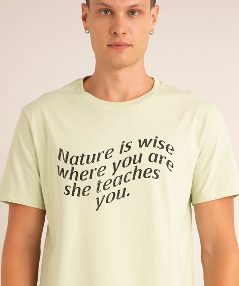 camiseta de algodão manga curta gola careca verde claro