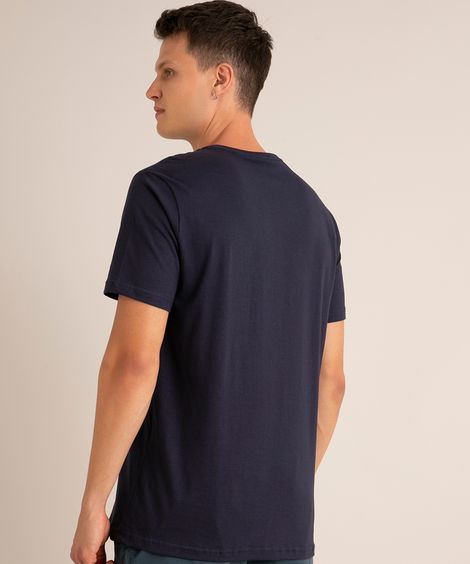 camiseta de algodão manga curta gola careca "colorado" azul marinho