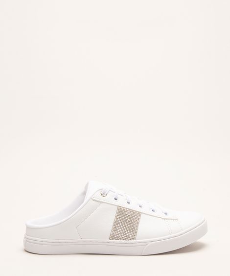 tênis feminino mule com strass oneself branco