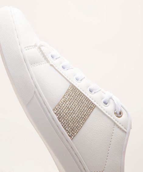 tênis feminino mule com strass oneself branco