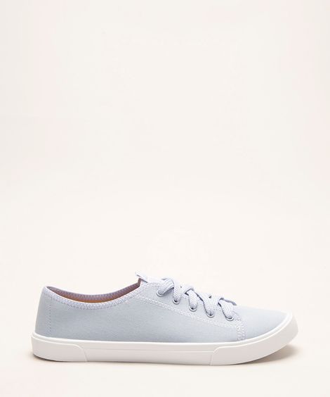 tênis feminino de lona com cadarço moleca azul claro
