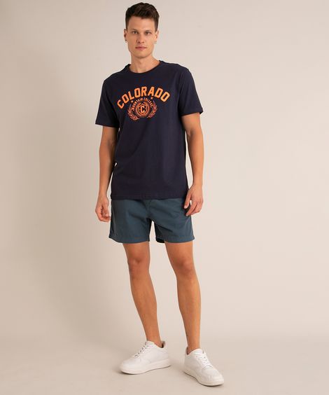 short de sarja com cordão azul marinho