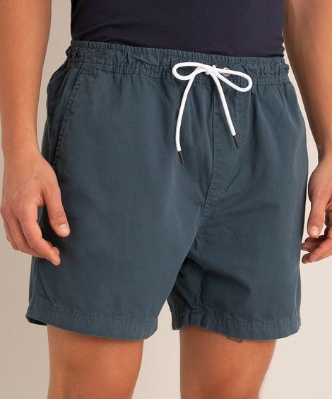 short de sarja com cordão azul marinho