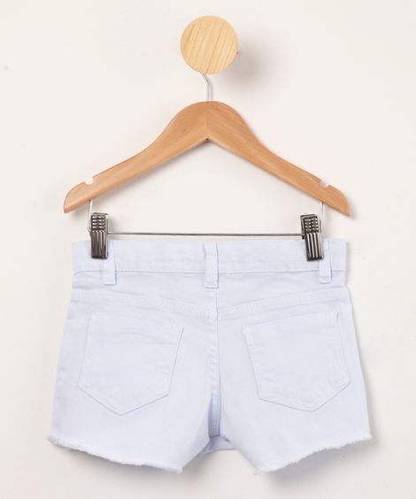 short saia infantil de sarja com barra desfiada branco