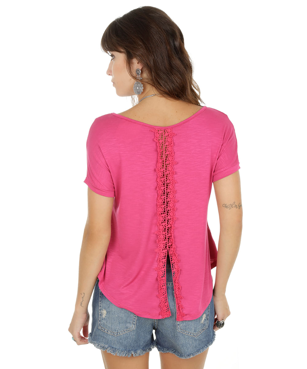 Blusa Mullet com Renda Pink