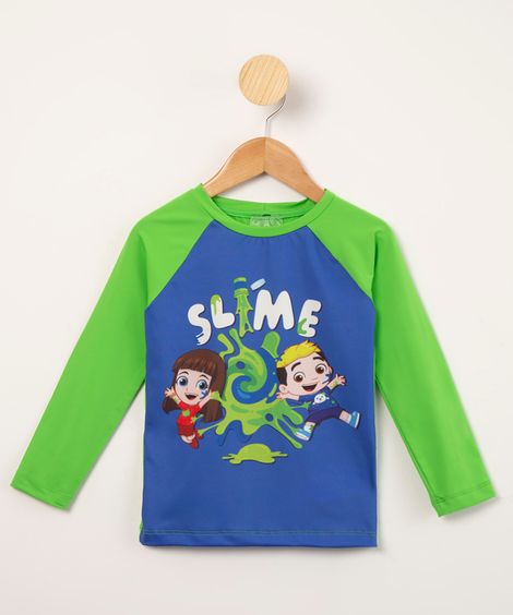 camiseta raglan de praia infantil luccas neto proteção uv50+ verde