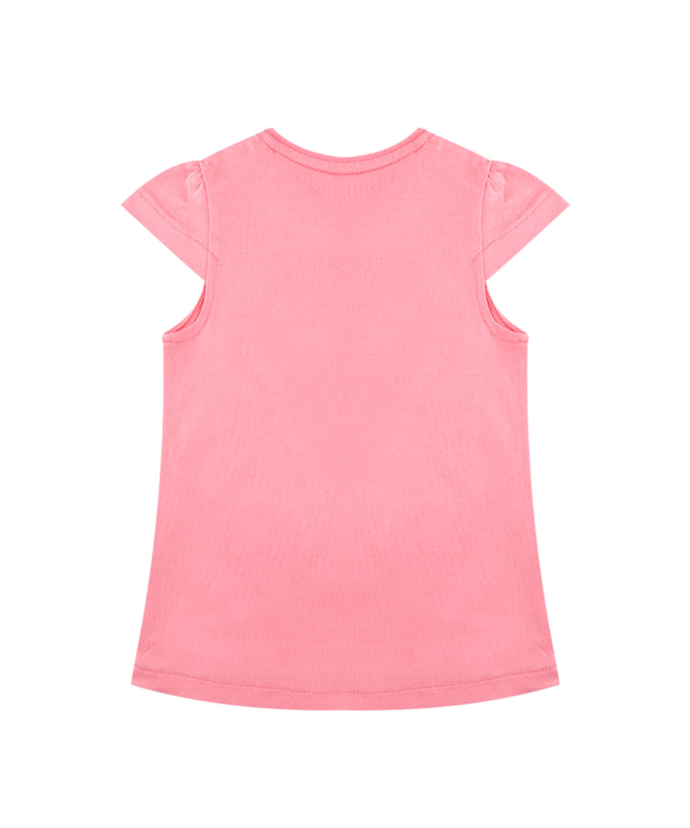 Blusa com Bordado de Gatinha com Laço Menina Rosa