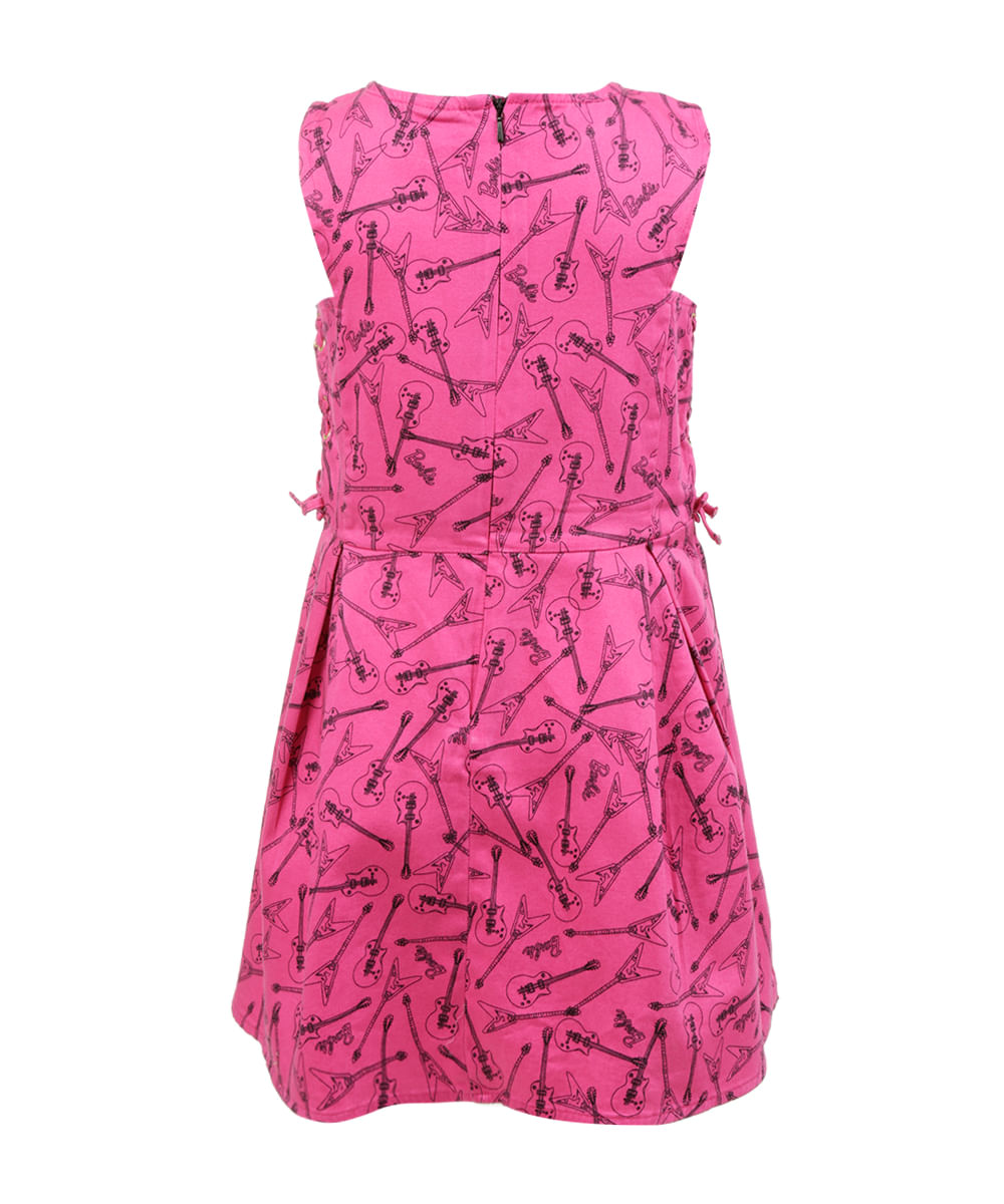 Vestido Estampado Barbie Menina Rosa